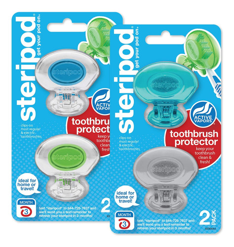 Protector De Cepillo De Dientes Con Clip SteriPod, Transpare