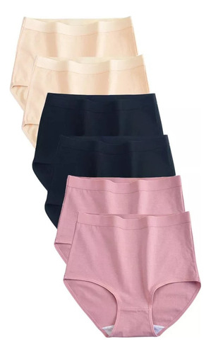 Y 6 Pcs Calzoncillos De Algodón De Talla Grande Para Mujer