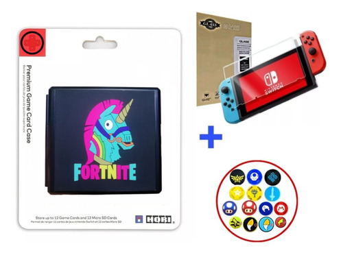 Estuche Portajuegos + Grips + Mica Para Nintendo Switch