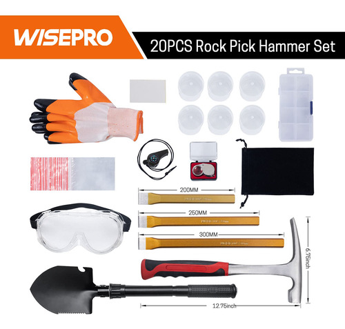 Conjunto De Ferramentas Geológicas Wisepro, 20 Unidades Com