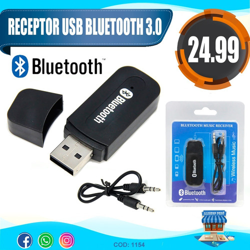 Imagen 2 de 6 de Receptor Usb Adaptador Bluetooth Autoradio Equipo Sonido Aux
