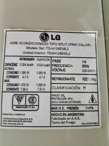 Aire Acondicionado Lg Art Cool 3000 No Funciona El Compresor Espejo Gris (Usado)