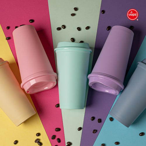 25 Vasos Uupz Star 473 Ml Con Tapa Cafetera, Reutilizables Verde Pastel