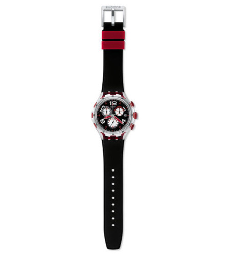 Reloj Unisex Swatch Red Wheel Negro