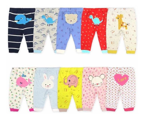 Imagen 7 de 7 de Pantalones Pack Set 5 Calzas De Algodón Bebe (niño) O (niña)
