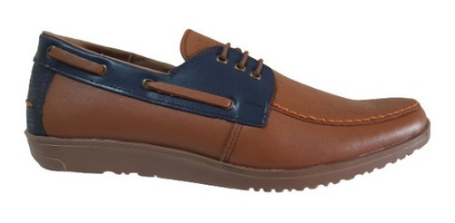 Zapato Top Sider Hombre Piel 304 Miel / Azul