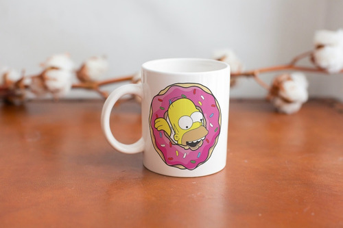 Taza Café Homero Dona Los Simpson Diseño Unico 11 Oz