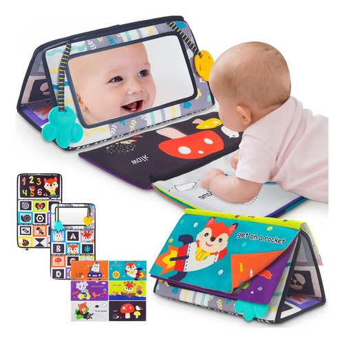 Espejo Juguete Para Bebés Estimulación Y Desarrollo Cerebral Y Sensorial. Con Mordederas Y Libro Montessori Aprendizaje Temprano
