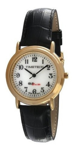 Reloj Casual De Metal Y Cuero De Cuarzo Timetech 14k Chapado