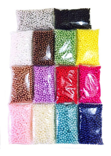 Perolas Abs 6mm C/ Furo 1500 Unid Diversas Cores Atacado
