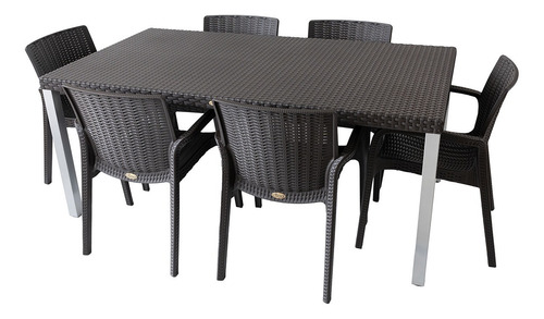 Comedor Moderno 6 Sillas Tipo Rattan Para Interior/exterior