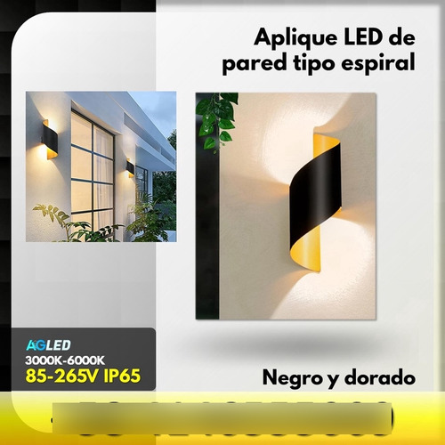 Aplique Led De Pared Tipo Espiral 10w 6000k 85-265v Ip65 Nr