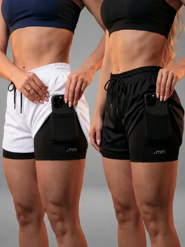 Kit 2 Short Duplo Compressão Fitness Bermuda Treino Feminino