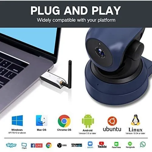Cámara Web Inalámbrica Gsou, Cámara Web Hd De 1080p Para Vid