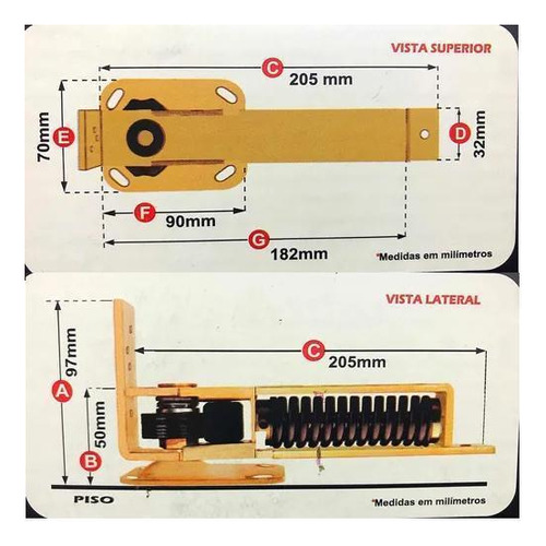 Feck Muelle superior de doble acción para puertas que van y vienen de 32 mm a 44 mm