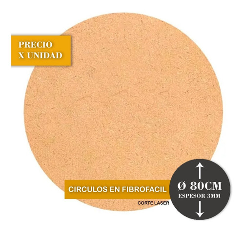 Circulo Base Circular En Fibrofacil 80 Cm X 1 Unid. En 3mm