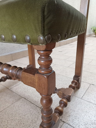 Silla De Estilo - Tapizado En Pana - Excelente Estado Madera Verde Musgo (Usado)