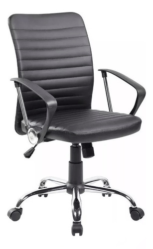 Silla de escritorio Instto IN8182 ergonómica  negra con tapizado de cuero sintético