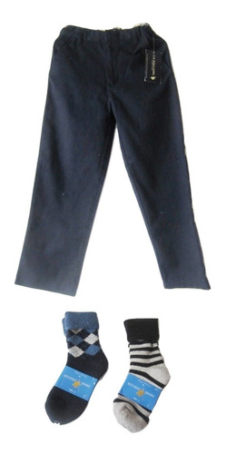 $ Pantalon Polo Niño Cintura Justable 8 Años +2 Par Calcetin