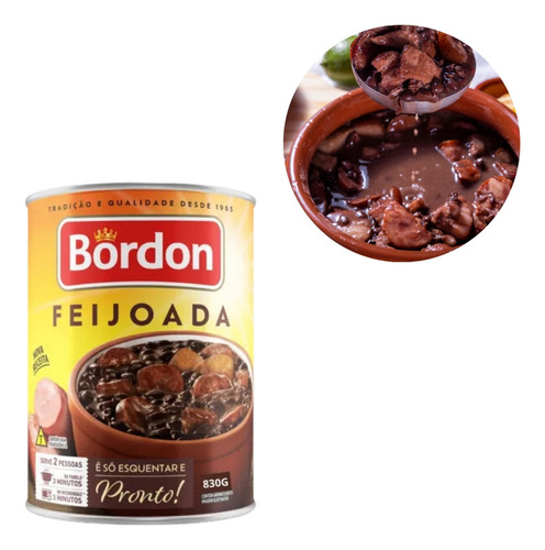 Kit 7x Feijoada Pronta Enlatada Bordon 830g