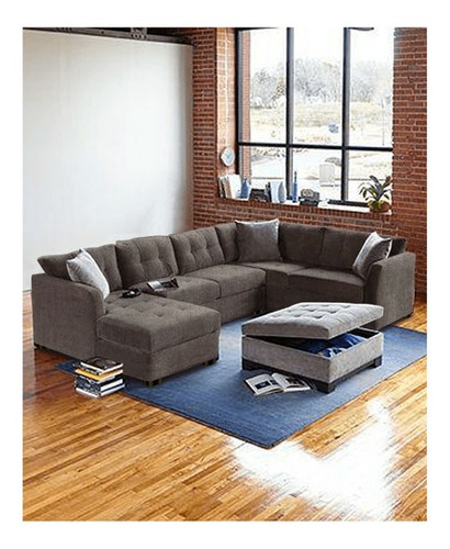 Sala Houston Lino Gris Derecho Mueble Sala Sofas Sillones