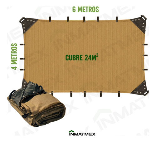Malla 90% Sombra 6x4 Beige Reforzada Lista Para Colocar