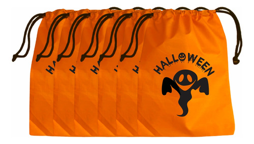 Bolsa De Regalo Para Halloween #1 Calabaza Dulces X 10 Unid.