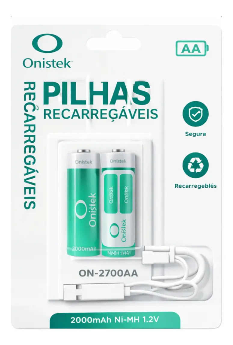 2 Pilhas Aa Recarregáveis 1500mah Tipo-c Para Controles, Brinquedos E Sensores