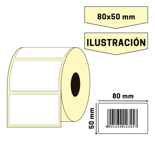 Etiquetas Ilustración 80 X 50 Mm (ancho X Alto) Rollo X 1000