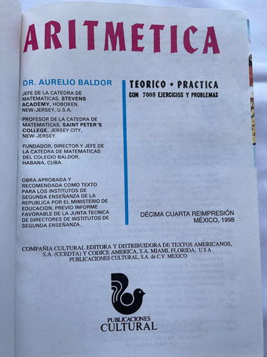 Baldor Algebra, Aritmetica Y Geometría Y Trigonometría (Usado)