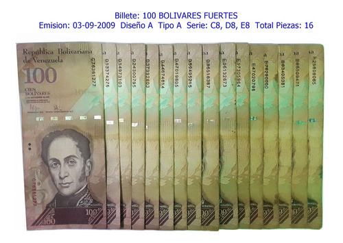 Billetes Antiguos De Venezuela 100 Bs F.  03-09-2009