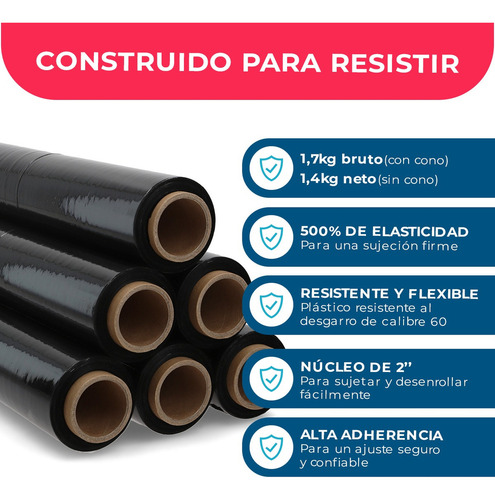 Film Stretch Negro 1,7kg (350m) - Pack Mayorista