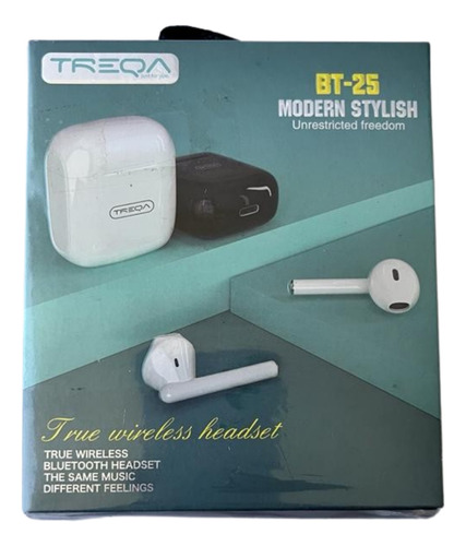 Audifonos Treqa Inalambricos Bt-25 Bluetooth- Blanco Y Negro