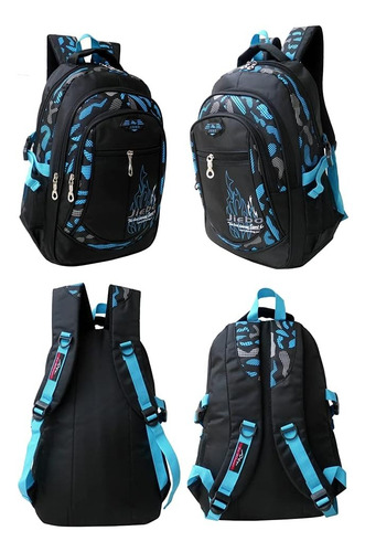 Mochila Escolar Camuflaje Contra Agua Para Laptop Viaje Niños Adolescentes Secundarios Primarios Hombre Color Azul