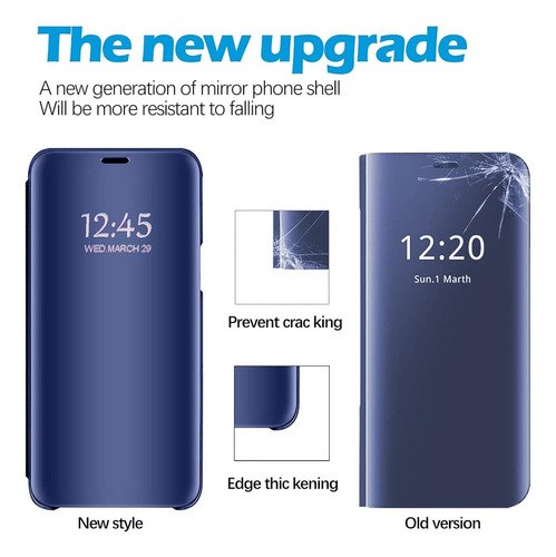 Funda Para Samsung A06 Clear View + Vidrio Full 9d C/huella Azul