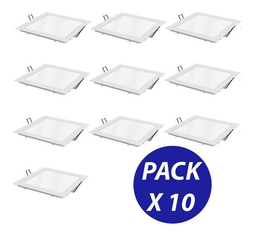 Pack 10 Foco Panel Plafon Led Embutido Cuadrado 12w / E-roca