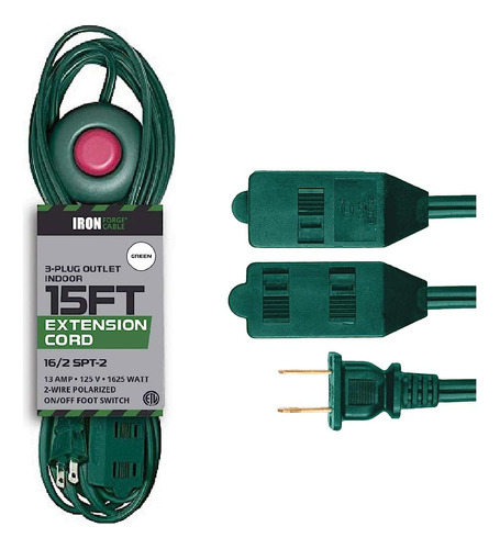 Cable De Extensión Verde De Forja De Hierro De 15 Pies Con I