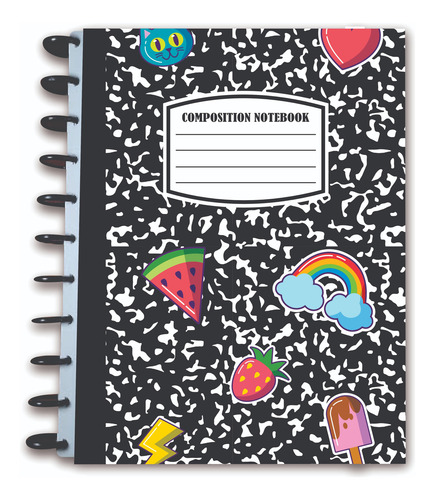 Cuaderno De Discos Profesional Compostic Negra 2 Separadores Composition Negra Sticker