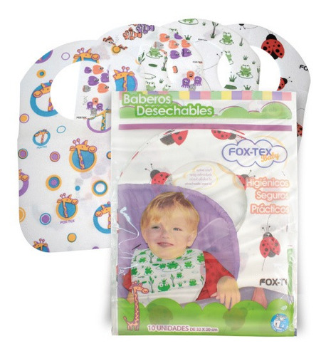 Baberos Descartables Para Bebe Con Bolsillo  X10 Unidades 