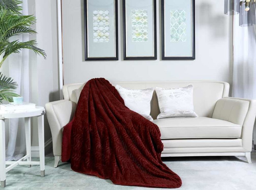 Frazada Mariages Home Salamanca Flannel edredón color bordó con diseño liso de 240cm x 230cm