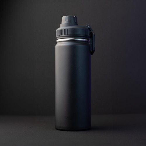 Garrafa Com Alça E Bico 780ml Em Aço Inox Preta Preto