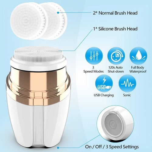 Imagen 6 de 8 de Cepillo Limpieza Profunda Poros Exfoliante Masaje Unisex Usb