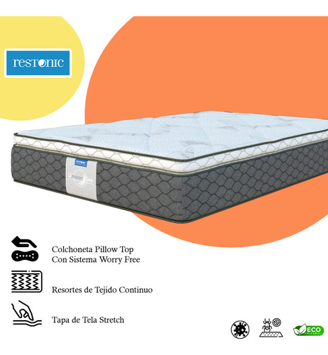 Colchón Restonic Queen Size Nápoles Élite Foam Viscoelástico + 2 Cojines Superheroe