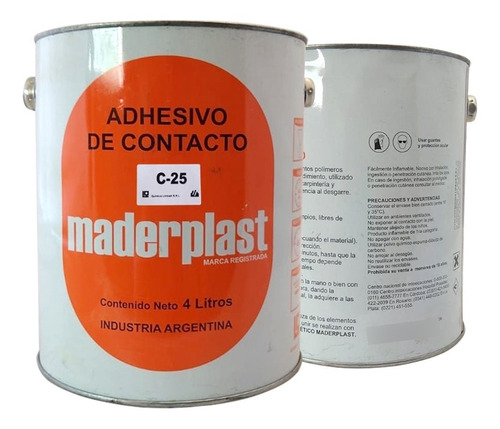 Adhesivo Contacto C-25 Maderplast 4lts P/calzado/carpinteria