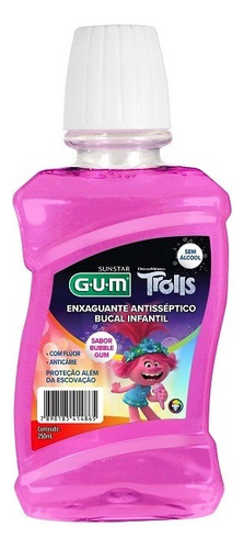 Enxaguante Bucal Infantil Antisseptico 250ml Trolls Gum