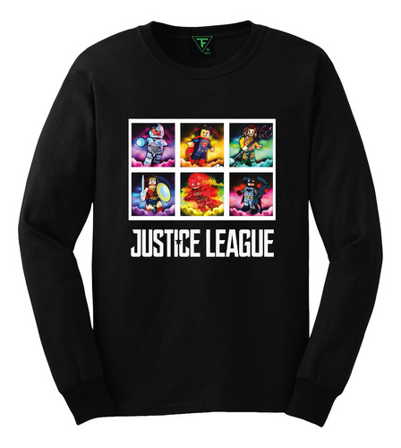 Polera Manga Larga Liga De La Justicia Lego Niños Con Envío!