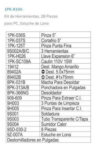 Imagen 2 de 2 de Kit De Herramientas Para Pc Proskit 1pk 810a