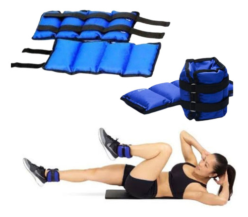 Pesas Tobilleras 4kg De Arena Para Entrenamiento Color Azul 