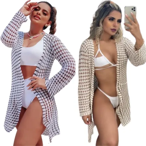 Kimono de croche para cheap praia