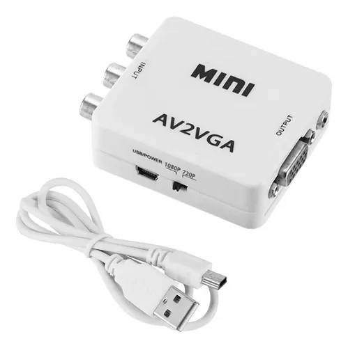 Convertidor Adaptador De Av Rca A Vga Con Cable De Poder Usb